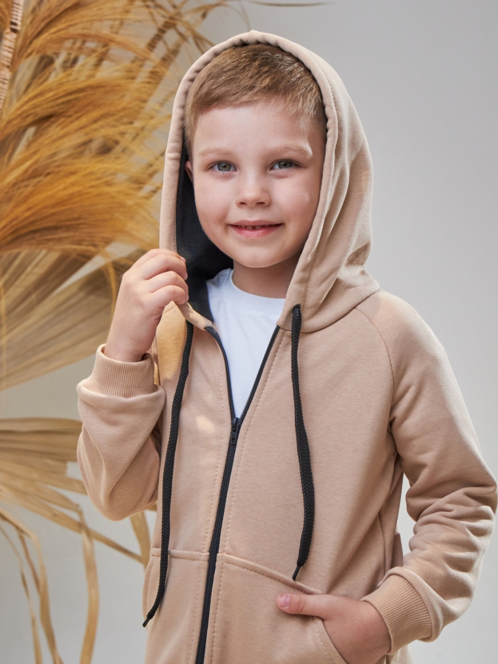 328-К. Костюм детский  на молнии, капучино хлопок 65%, 35% ПЭ, 3-х нитка без начеса 98,104,110,116