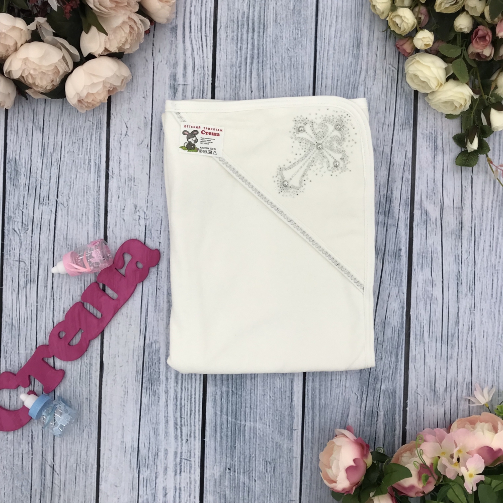 230. Крестильная пеленка, хлопок 100% Махра, Серебро