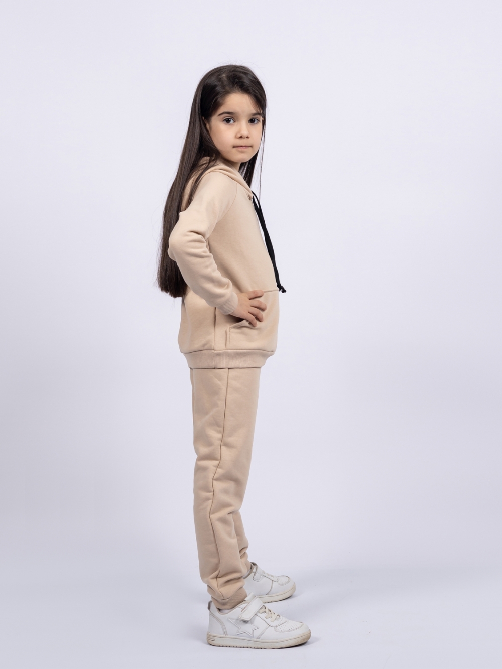 311-КП. Свитшот с капюшоном + Штаны, хлопок 65%, 35% ПЭ, 3-х нитка ( без начеса) капучино 122,128,134,140
