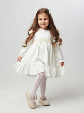 Купить оптом 332. Платье детское из лапши, хлопок 100%, молочное, р. 74,80,86,92 в Череповце