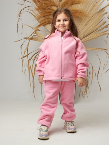 Купить оптом 331. Костюм детский (Брюки+Толстовка), розовый, 100% полиэстер, р. 122,128,134,140 в Череповце