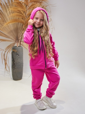 328-Ф. Костюм детский  на молнии, фуксия, хлопок 65%, 35% ПЭ, 3-х нитка без начеса 80,86,92