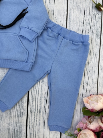 311-Г. Свитшот с капюшоном + Штаны, хлопок 65%, 35% ПЭ, 3-х нитка ( без начеса) голубой 98,104,110,116