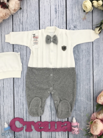 Купить оптом 302-С. Комбинезон складки  хлопок 80% велюр, 20 % ПЭ, р 56,62 , серый в Череповце