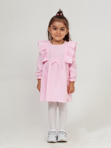 Купить 321-Р. Платье из муслина детское, хлопок 100% розовый, р. 98,104,110,116 в Череповце