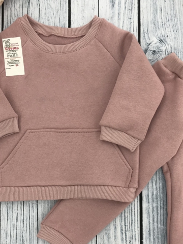 297-П. Свитшот + Штаны, хлопок 65%, 35% ПЭ, 3-х нитка (начес) пудра, 80,86,92,98,104